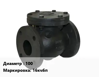 Клапан чугунный 100 16кч6п Ру16 обратный